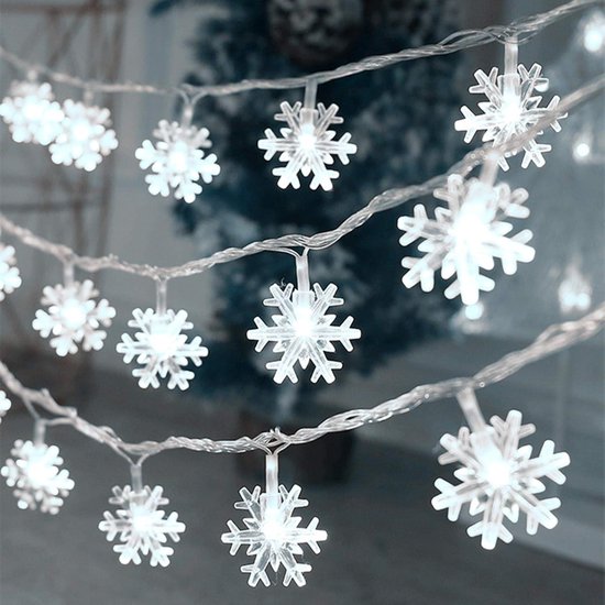 6,1 M Lange Lichterkette Mit 40 Led-schneeflocken, Batteriebetrieben, Kaltweiß, Wasserdicht, Für Weihnachtsfeiern, Bäume, Terrasse Und Garten