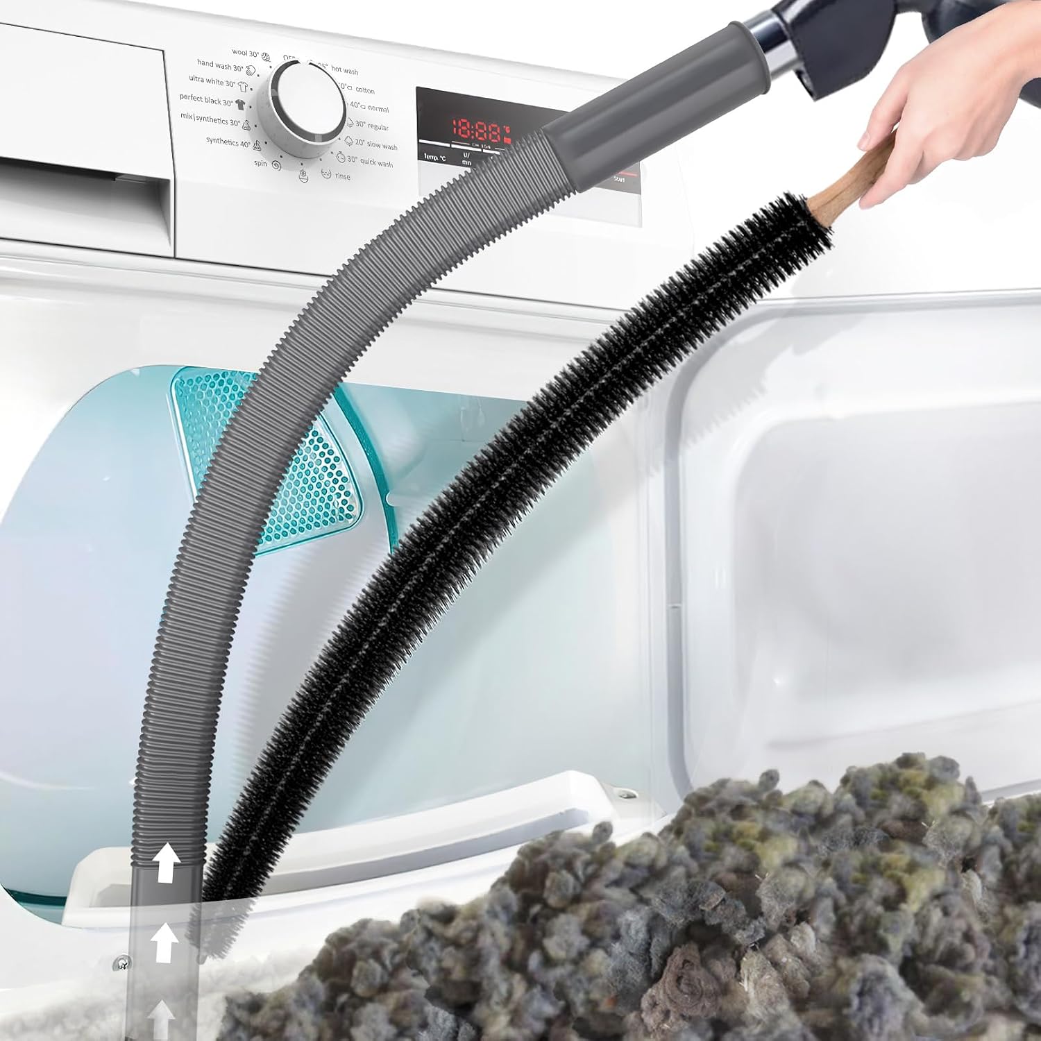 2-teiliges Trocknerentlüftungs-reinigungsset, Kompatibel Mit Allen Staubsaugern, Trockner-flusenbürsten Und Staubsaugerschlauchzubehör