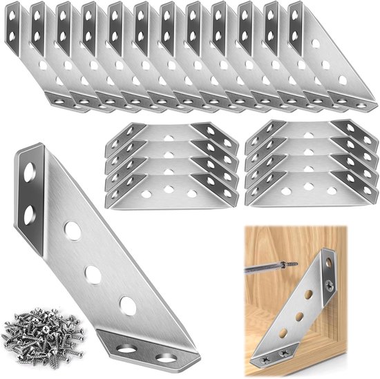20-teiliges Set Dreieckiger Eckverbinder Aus Edelstahl Für Holzmöbel Inklusive Schrauben