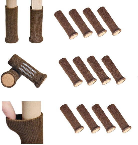 12-teiliges Set Stuhl-/tischbeinschoner, Schutzhüllen, Möbelprotektoren, Kratzfest, Schalldämmend Für Schlaf-/wohnzimmer – Braun