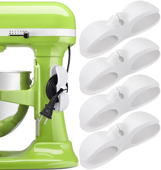 4-teiliges Kabelaufbewahrungssystem, Kabelorganizer Für Küchengeräte Wie Schnellkochtopf, Mixer, Kaffeemaschine Und Heißluftfritteuse – Weiß