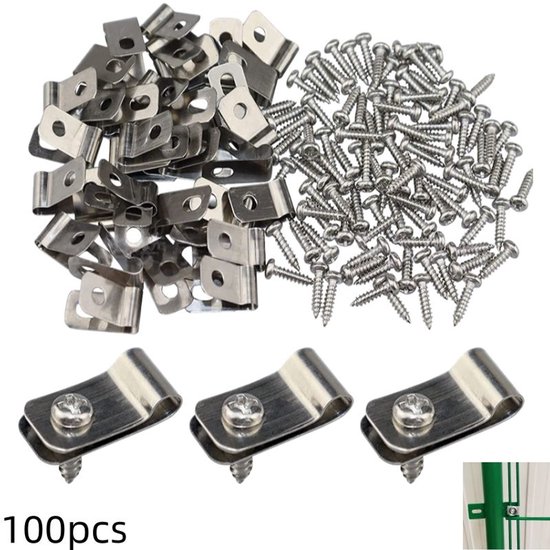 100er-packung Silberne 10x19 Mm Edelstahl-drahtgitter- Und Tierkäfigclips