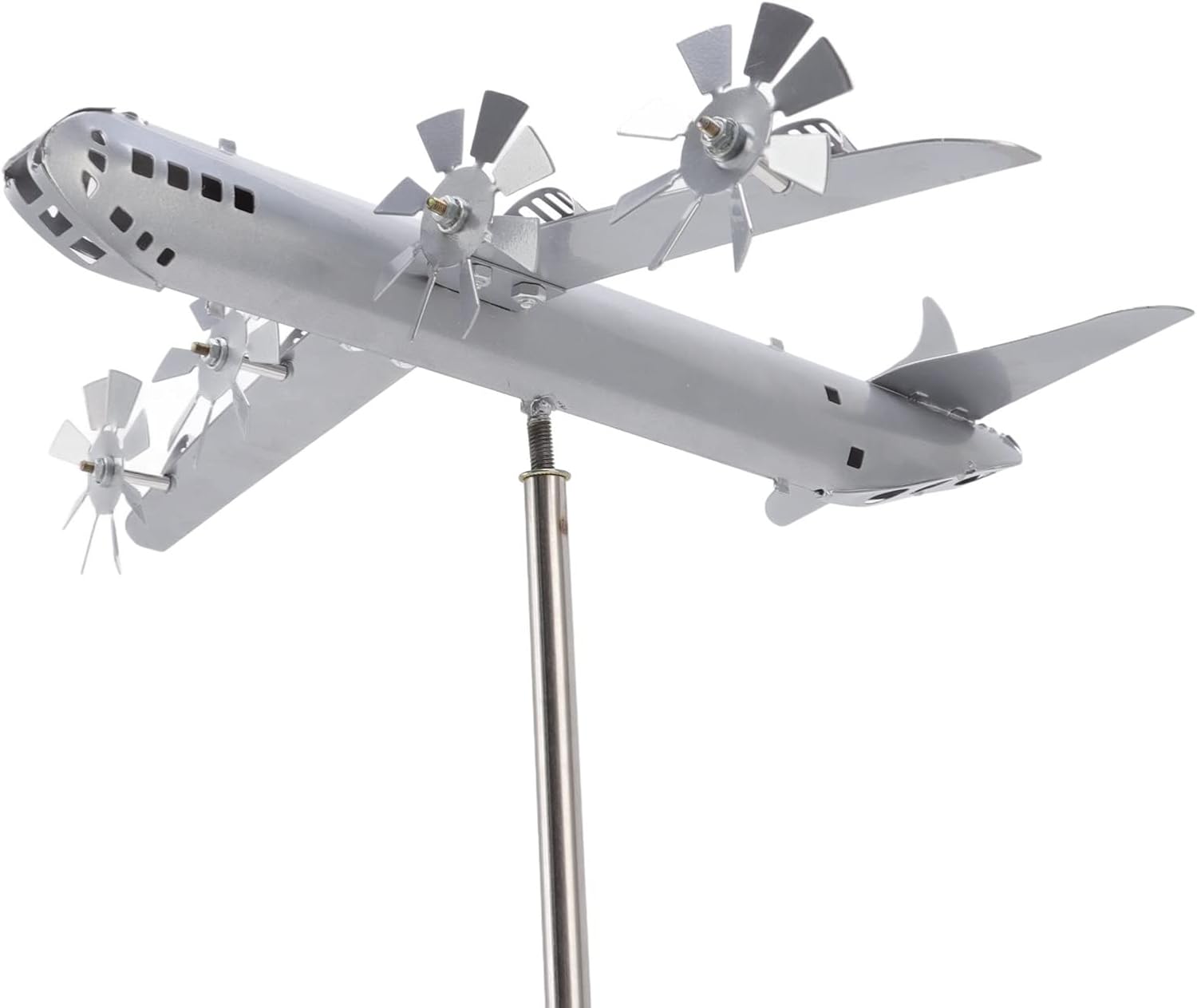 Flugzeug-windspiel, Garten-windmühlen-skulptur Aus Edelstahl In Form Eines B-29-flugzeugs Mit Propeller Für Die Außendekoration