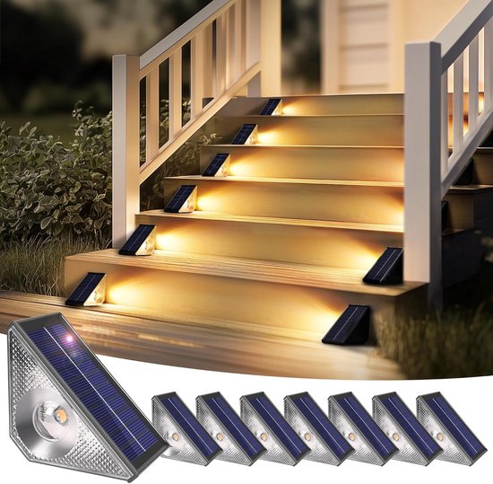 Solarbetriebene Außentreppenleuchten, Wasserdichte Led-stufen- Und Zaunleuchten, 8er-pack
