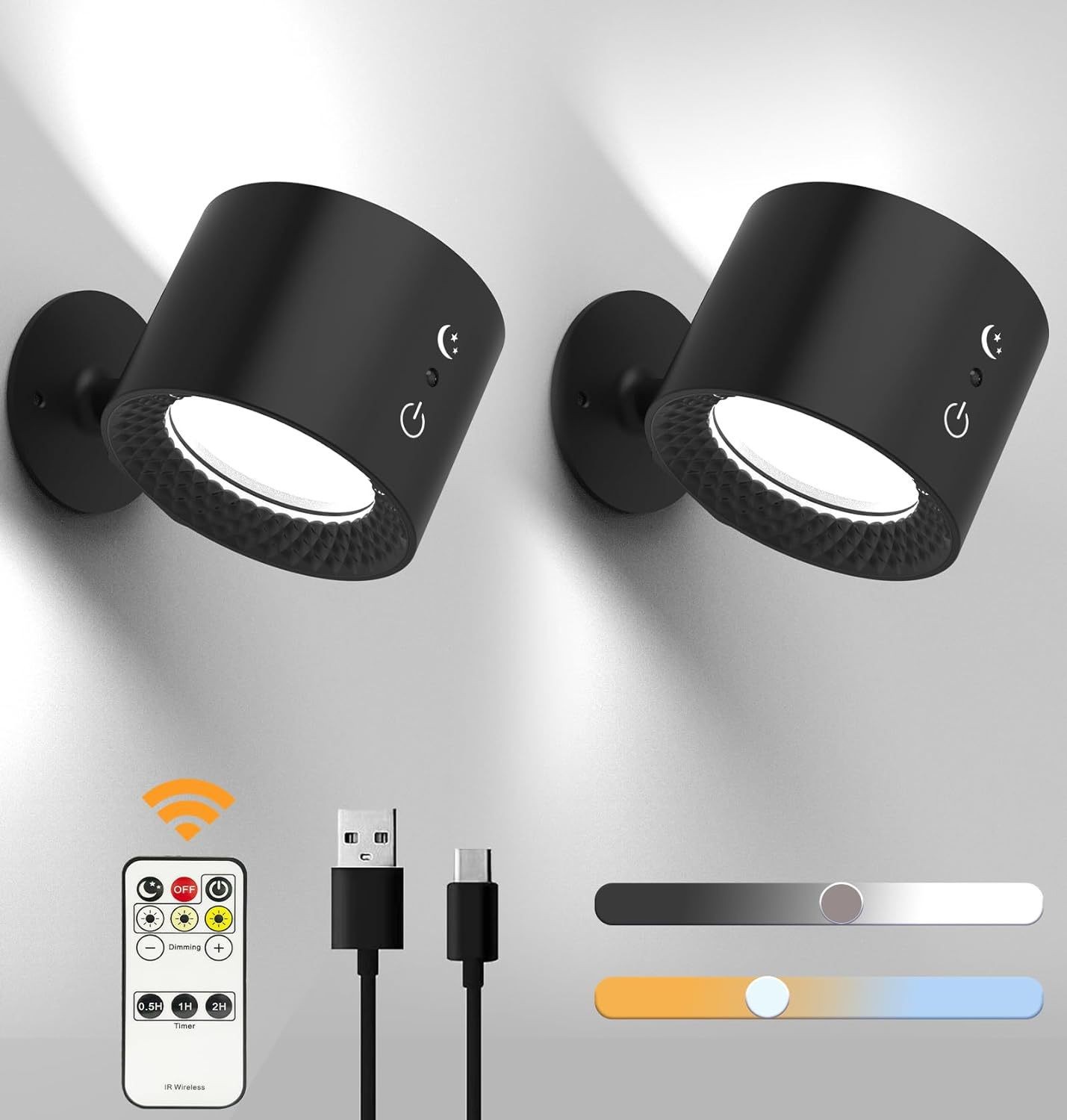 Beleuchtung, Intelligente Wandleuchten, Magnetisch, Multifunktionale Magnetische Led-wandleuchte, Dimmbar, Magnetisch, 360° Drehbar, Kabellos, Für Schreibtische
