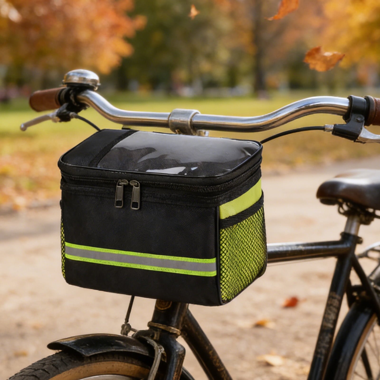 Wasserdichte Fahrradlenker- Und Oberrohrtasche Mit Handyhalterung (grün).
