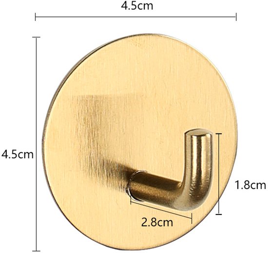 4 Stück Selbstklebende Wand- Und Türhaken Aus Goldfarbenem Edelstahl – Robust Und Abnehmbar – Zum Aufhängen Von Luffaschwämmen, Handtüchern, Kleidung Und Bademänteln Im Badezimmer