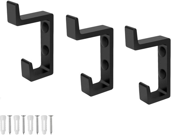 3 Wandhaken, Handtuchhaken, Schwarz, Badezimmerhaken, Hängehaken, Kleiderhaken, Für Küche Und Bad, Wiederverwendbar, Schwarzer Metallwandhaken
