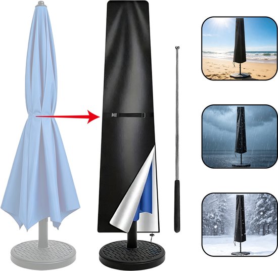 Sonnenschutzhülle – Wasserdichte Schutzhülle – 2,7–3,3 M Sonnenschutz – Inkl. Schirmstange – Oxford-gewebe – Freitragend Für Den Außenbereich – 190 X 50 Cm