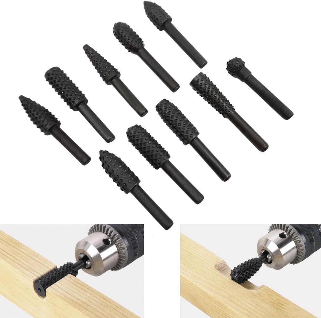 10-teiliges Set Aus Holzfeilen Und Holzgriff-fräs-, Schnitz- Und Schleifbohrern
