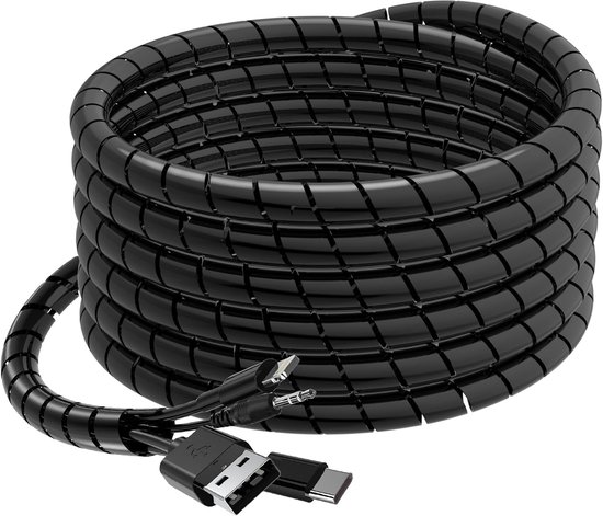 6 M Spiralkabelschutz, 12–24 Mm Flexibles Kabelmanagement, Für Tv-/pc-/usb-/aux-kabel, Schwarz – Selbstmontage