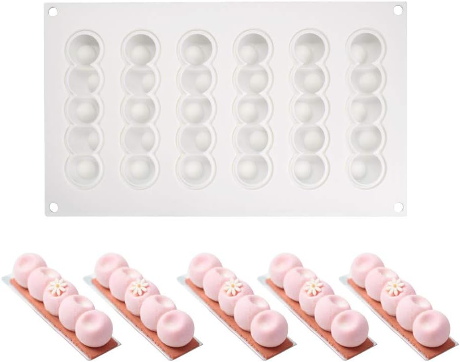 Silikon-kuchenformen, 3d-formen Für Eiscreme, Schokolade, Gebäck Und Desserts, 6-loch-konkavkugelform.