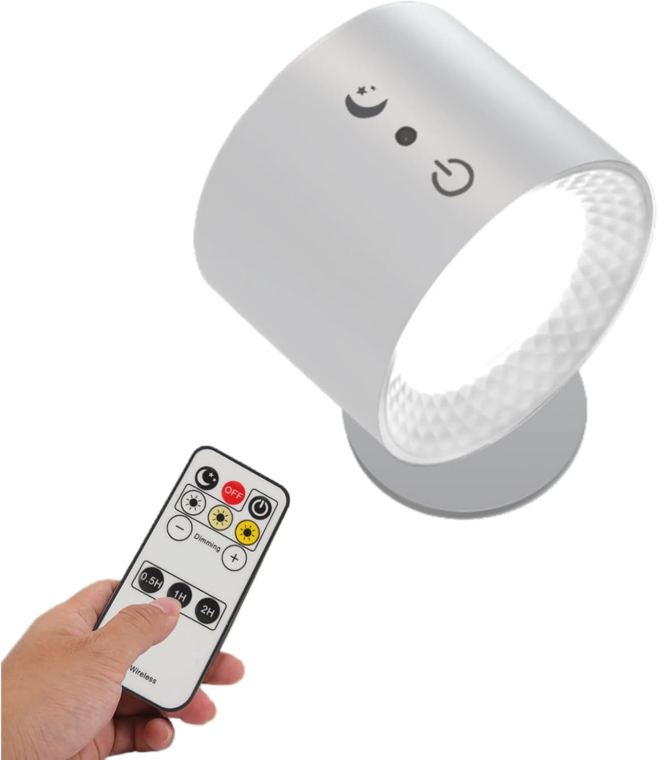 Kabellose Led-wandleuchte – 360°-drehung – Einstellbare Helligkeit – Wiederaufladbarer 1800-mah-akku – Usb-c-anschluss – Für Schlafzimmer Und Nachttisch (weiß)