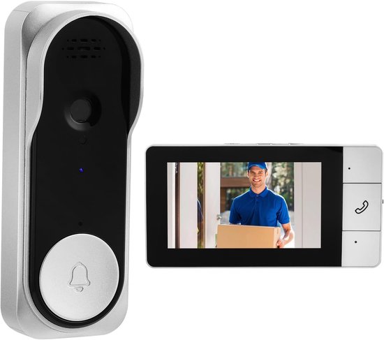 Kabellose Türklingel Mit Kamera, Video-türsprechanlage Für Den Außenbereich, Wasserdicht (ip65), 1080p-videoauflösung, 4,3-zoll-bildschirm, 360°-hd-sichtwinkel, Nachtsicht, Kein Wlan Erforderlich