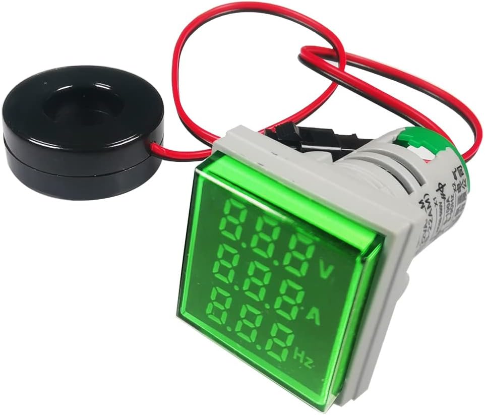 22-mm-wechselspannungs- Und Strommessgerät, Ac 60–500 V/1–100 A/0–99 Hz Voltmeter, Amperemeter, Frequenzmesser Mit 3-stelliger Led-anzeige, Multifunktionsgerät