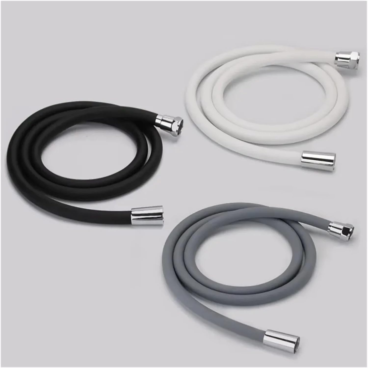 1,5/2 Meter Langer Silikon-duschschlauch, Erhältlich In Schwarz, Grau Und Weiß, Flexibler Hochdruck-gummischlauch Und Badezimmerzubehör (weiß, 1,5 Meter)
