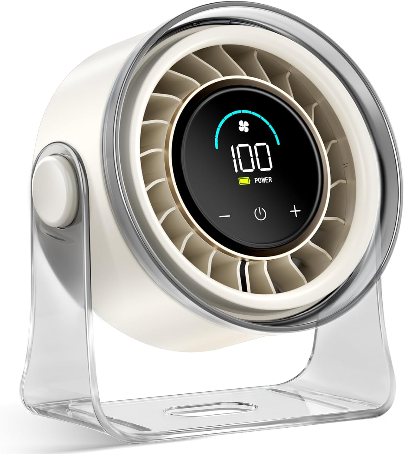Tragbarer Tischventilator, Tragbarer Ventilator Mit Turbo-luftstrom, Fürs Büro, 360° Neigbar, Digitalanzeige, Kleiner Ventilator Für Zuhause, Ventilator Mit 100 Geschwindigkeitsstufen