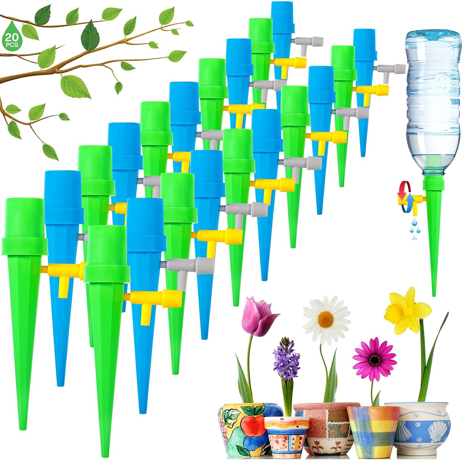 20 Stück Tropfbewässerungsflaschen, Automatische Pflanzensprenger, Für Garten, Haus, Innen- Und Außenbereich, Blumentöpfe.
