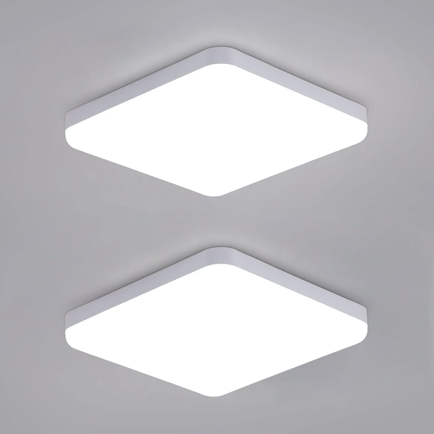 30-w-led-deckenleuchte, Quadratisch, 2er-pack, Ip54 Wasserdicht, 3600 Lm, 6500 K Kaltweißes Licht, 25 Cm Durchmesser, Für Badezimmer, Küchen, Flure Und Balkone