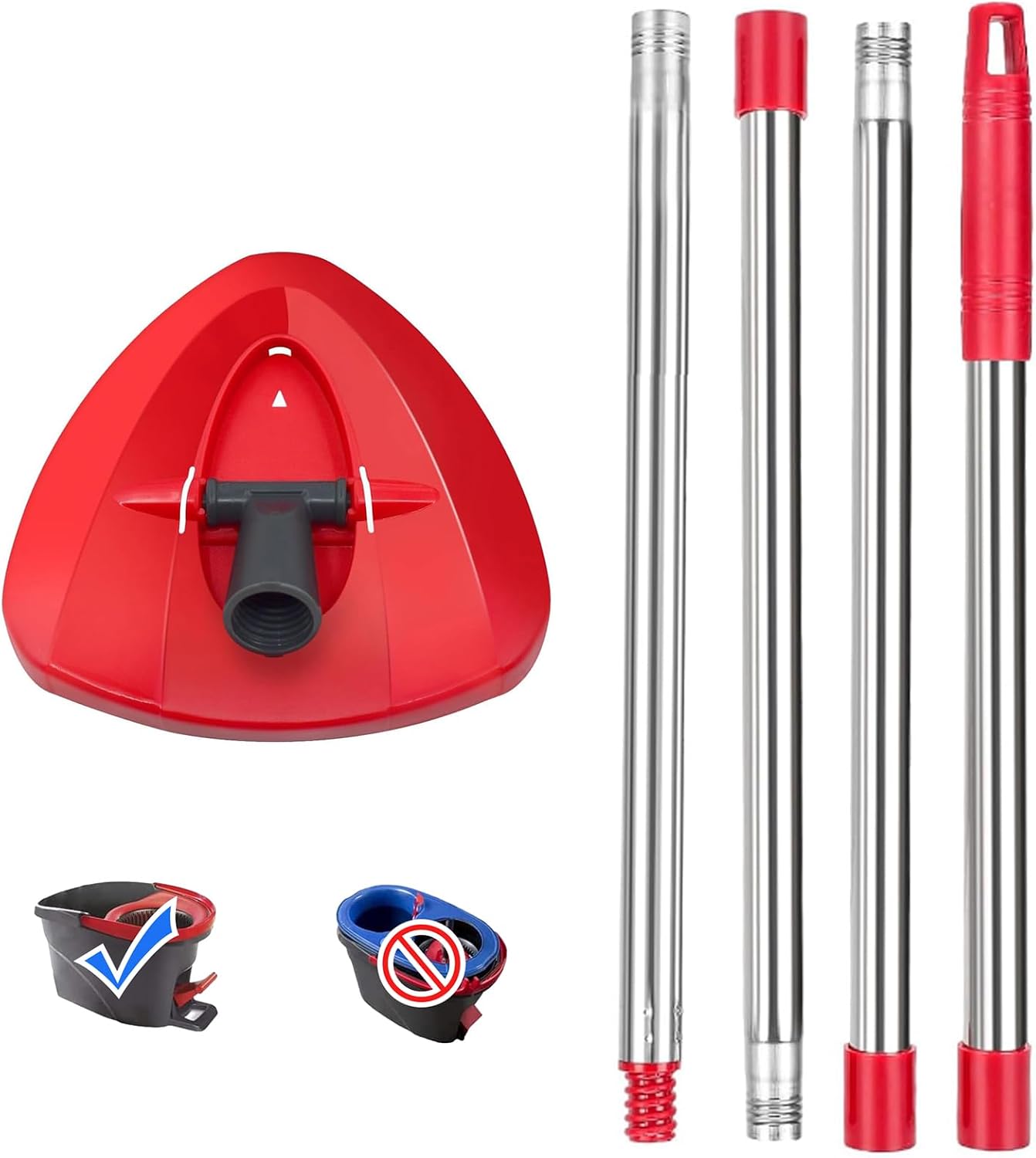 Roter Wischmoppkopf Mit Griff Für Vileda Turbo Spin 2in1, 3in1 Wischmopp-aufsatz, Dreieckige Drehbasis Für Turbo Smart/easywring & Reinigung