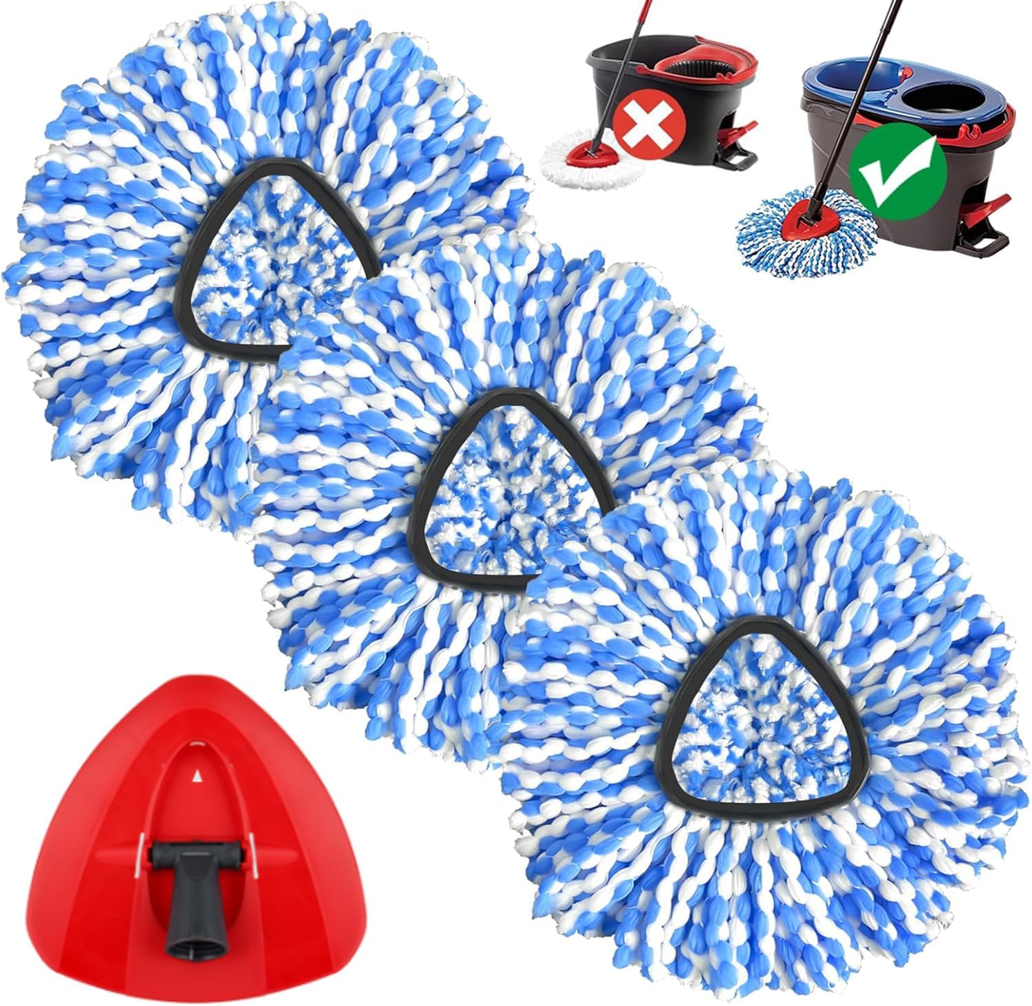 H2pro-wischmoppköpfe Mit Drehbarem Wischmoppfuß, Kompatibel Mit Viledar H2pro Rinseclean-wischmopp-ersatzbezügen: 3 Mikrofaser-wischmopptücher + 1