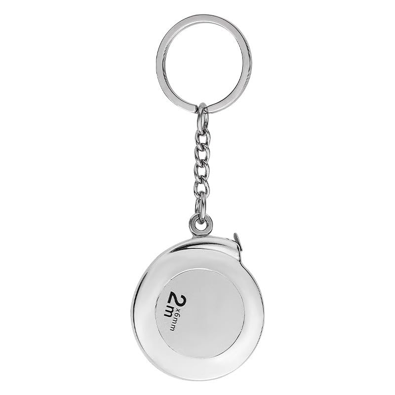 2 M Silbernes Maßband-schlüsselanhänger Stahl-maßband-schlüsselanhänger Praktisches Mini-rollmaß-schlüsselanhänger Messen Von Stoffen Linear M