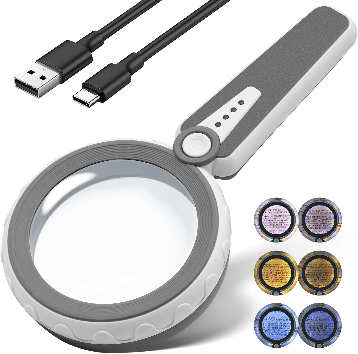 15-fache Vergrößerungsglas – 11,7 Cm Große Linse – Wiederaufladbar – 6 Farbmodi – 1200 Mah – Für Senioren, Feinarbeiten Und Hobbys