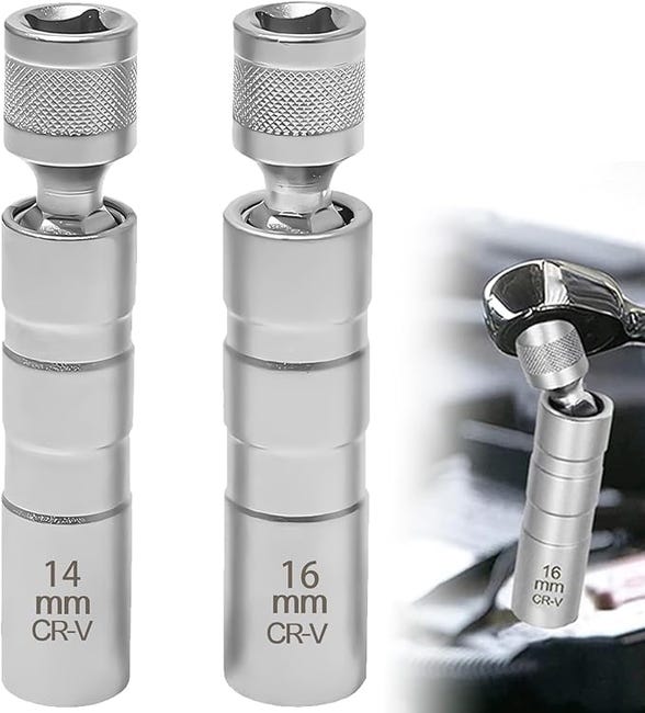 14-mm- Und 16-mm-zündkerzenschlüssel, 2-teiliges Universelles Flexibles Magnetisches Zündkerzen-ausbauwerkzeug-set (14 Mm Und 16 Mm)