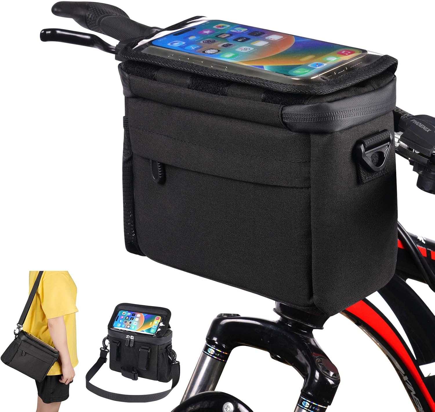 Lenkertasche – Wasserdichte Rahmentasche Für Mountainbikes/rennräder Mit Handyhalterung Und Großem Stauraum Für Das Oberrohr