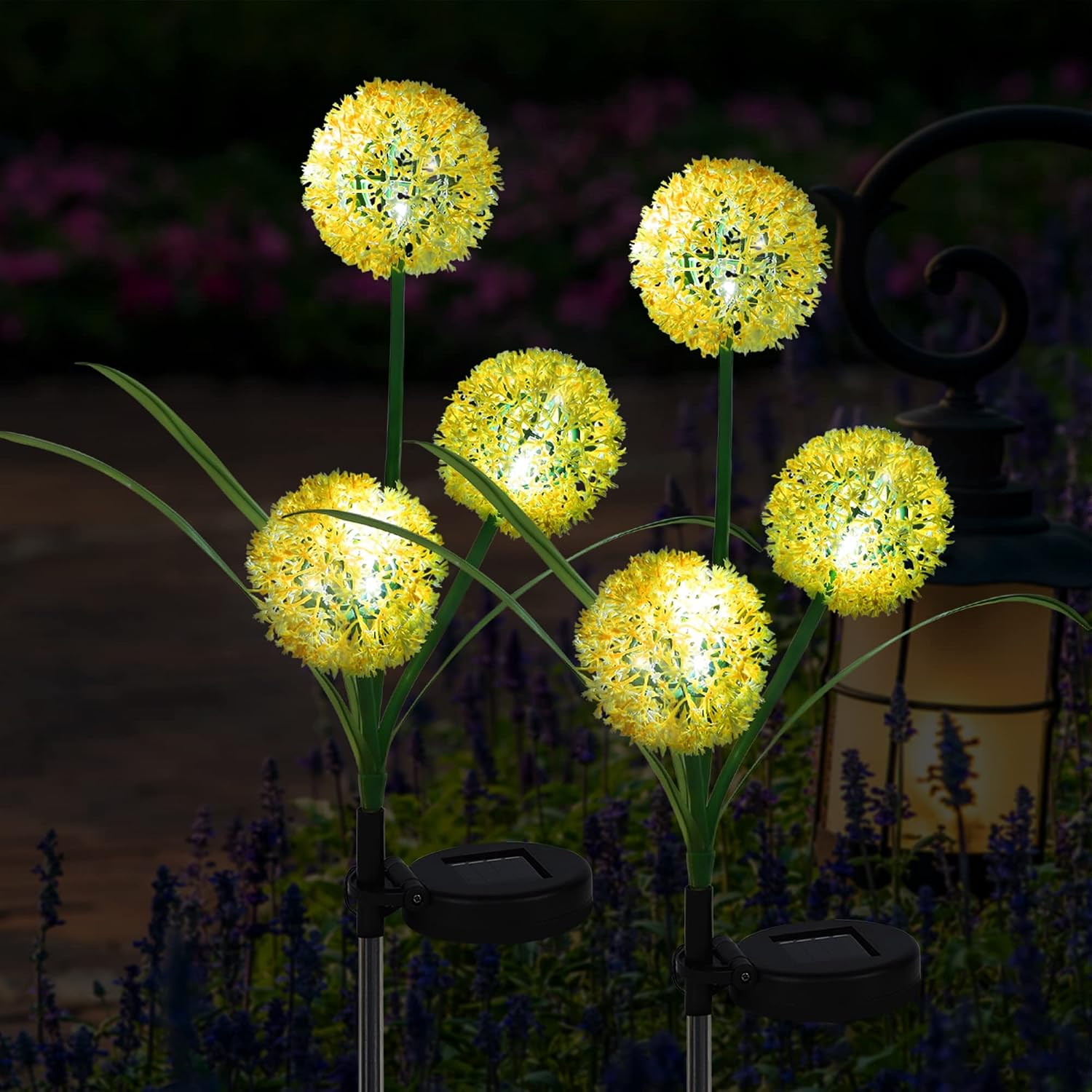 2 Solar-gartenpfostenleuchten – Löwenzahn-design – Solar-außenbeleuchtung – Weiß – Dekorativ Für Terrasse, Rasen, Garten Und Außenbereich