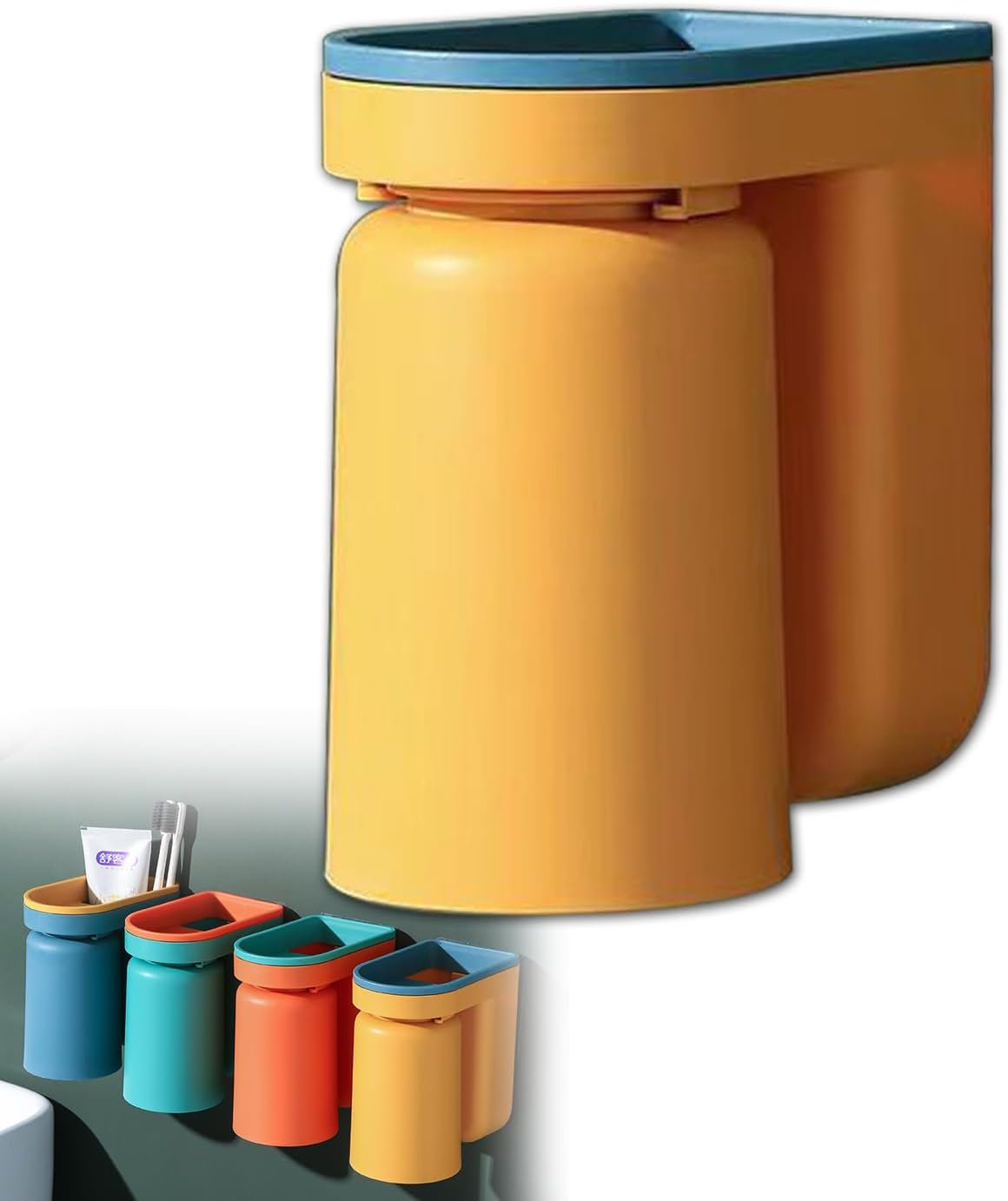 Wandmontiertes 2-in-1-zahnbürstenhalter- Und Becher-set – Umgekehrtes Design – Leicht Zu Reinigen – Badezimmeraccessoire Mit Guter Entwässerung – Platzsparend