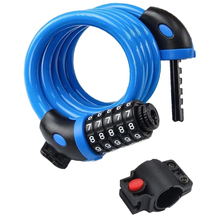 Fahrrad-diebstahlsicherung Mit 5-stelligem Code, Hggzeg, Mit Montagehalterung, Einziehbarem Stahlkabel, Wasserdicht Und Rostbeständig, Schnitt- Und Bruchfest, Durchmesser 11 Mm, Für Fahrräder/motorräd