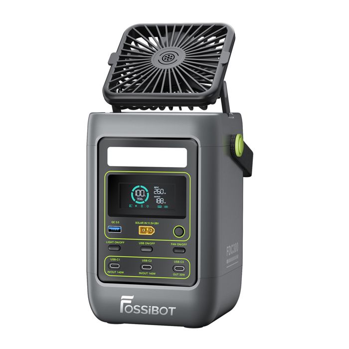 Fossibot Fdc300 288wh Lifepo4 Elektrischer Generator 90000mah 300w Tragbare Stromversorgung - 4 Ausgänge + 2 Eingänge - Eingebauter Ventilator - 2,66kg
