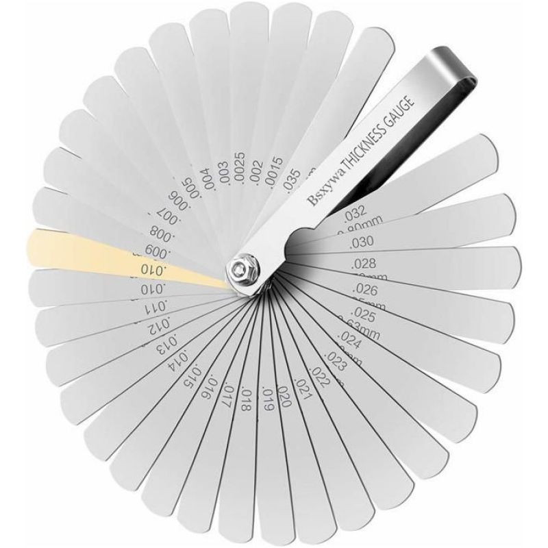 Dickenmessgerät – 32 Klingen – Edelstahl – Doppelmarkierung – Messbereich 0,04–0,88 Mm