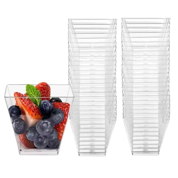 50er-packung Quadratische Dessertbecher, 120 Ml, Kunststoff-servierbecher Für Mousse, Schwarz
