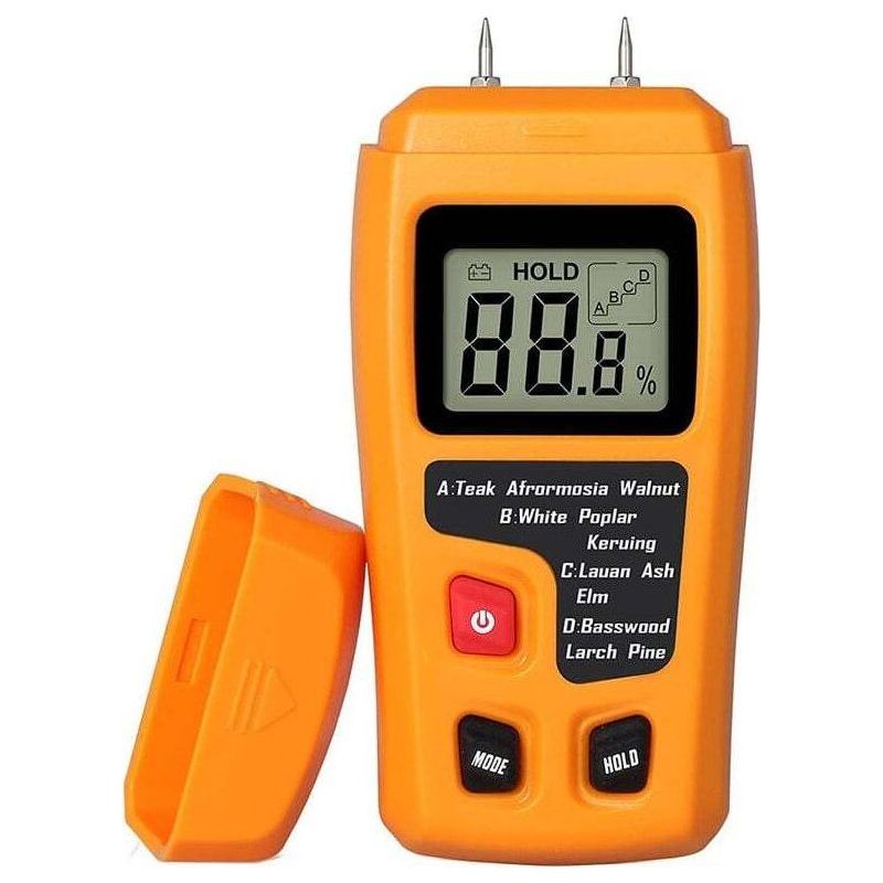 Holzfeuchtemessgerät – Messbereich 0–99 % – Genauigkeit ±0,5 % – Hd-lcd-display – Kompatibel Mit 50 Holzarten – 1 Stück