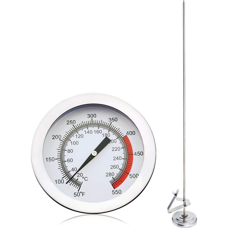 Frittierthermometer – Messbereich 10 Bis 290 °c – 30 Cm Edelstahlsonde – 5,4 Cm Gehärtetes Glaszifferblatt – Verstellbare Klemme – Geeignet Für Öl, Fleisch, Milch, Tee, Pute, Grillgut Und Barbecue – 1