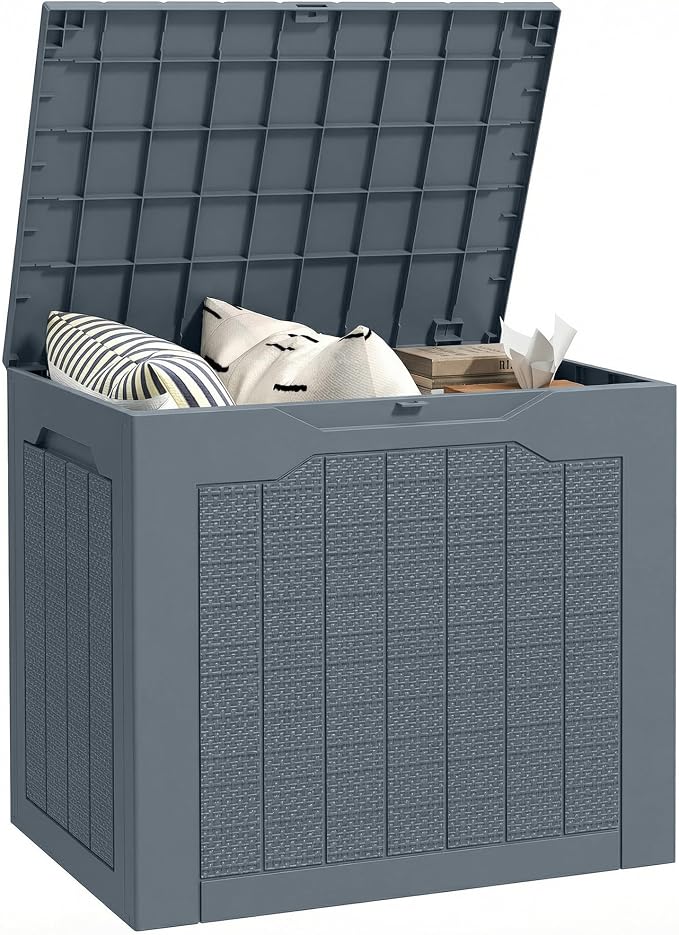 Aufbewahrungsbox Für Den Außenbereich, 97 L, Wasserdicht, 22 X 41 X 50 Cm, Hellgrau