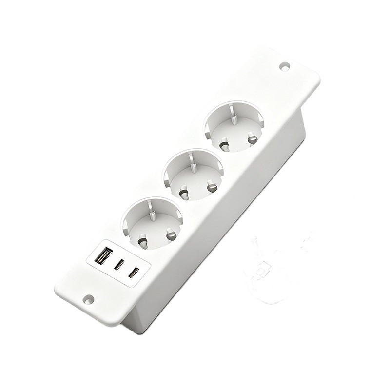 Versenkte Tischsteckdose Mit Usb- Und Typ-c-anschluss (3 Anschlüsse, Weiß)