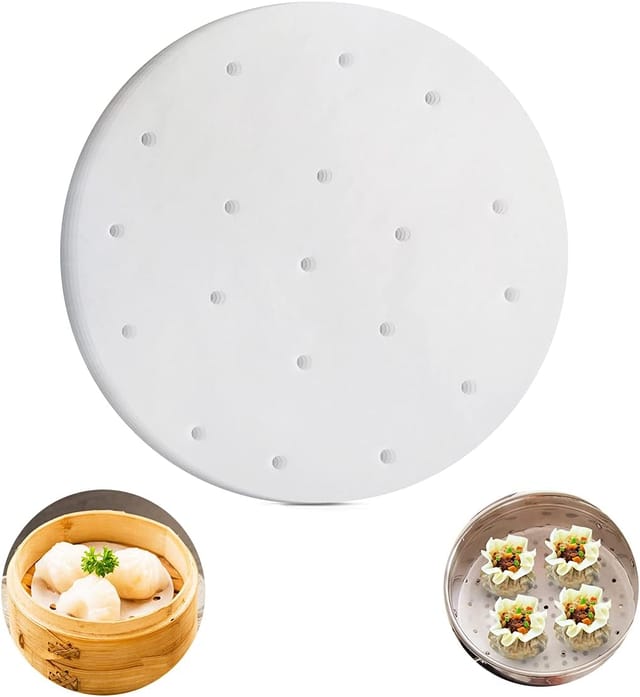 100 Blatt Backpapier, 20,3 cm rundes Pergamentpapier, perforiertes Backpapier, antihaftbeschichtetes Airfryer-Papier zum Backen, Kuchenform,