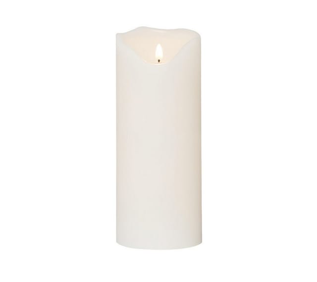 Große Outdoor-Kerze ,Flamme Grand', Batterie & Timer, naturweiß, 40cm