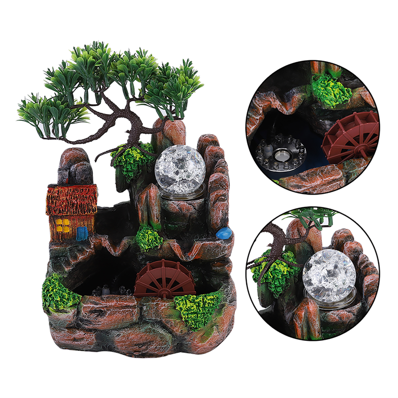 Dekorative Tischbrunnen Aus Harz Mit Vernebler Und Led, Simulierter Felslandschaft, Für Zuhause Und Als Geschenk