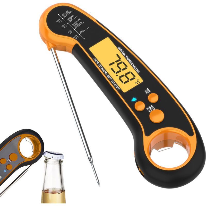 Lebensmittelthermometer – Messbereich -50 Bis 300 °c – Genauigkeit ±1 °c – Wasserdicht (ipx7) – Hintergrundbeleuchtetes Lcd-display – Kabellose Bluetooth-verbindung – 1 Stück