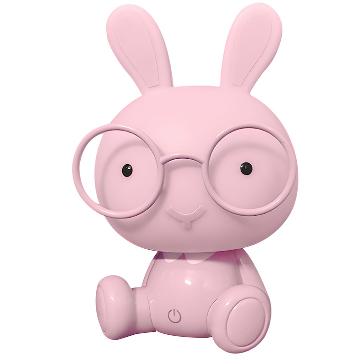 Kindernachttischlampe, Rosa Hase, Warmes Licht