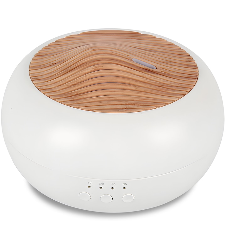 Ultraschall-luftbefeuchter Mit Aromatherapie-diffusor, 8 Led-farben, 2 Lichtintensitätsstufen, 12 W, 250 Ml, Timer, Weiß-holz