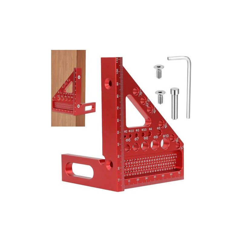3d-winkelmesser, 22,5 X 90 Grad, Aluminiumlegierung, Hochpräzises Messwerkzeug, Multifunktionales Rotes Markierungswerkzeug
