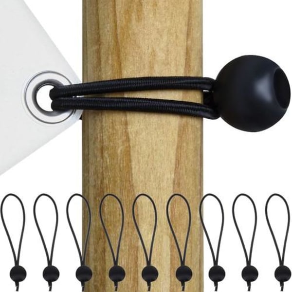 10er-packung – Planenbefestigung / Gummischnur Mit Kugel, Schwarz