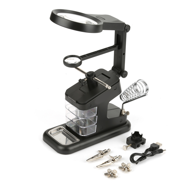 Usb-lötstation Schwarz, Led-lupenleuchte 3x-4,5x-25x, Vielseitig