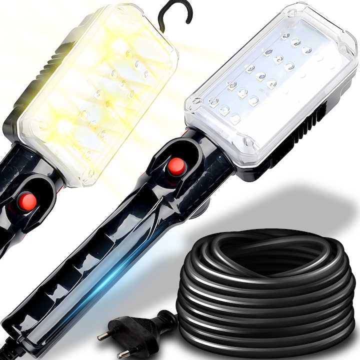 Tragbare Led-arbeitsleuchte Mit Haken Und Magnet, 25 Leds, 1500 Lm, 15 W, Schwarz