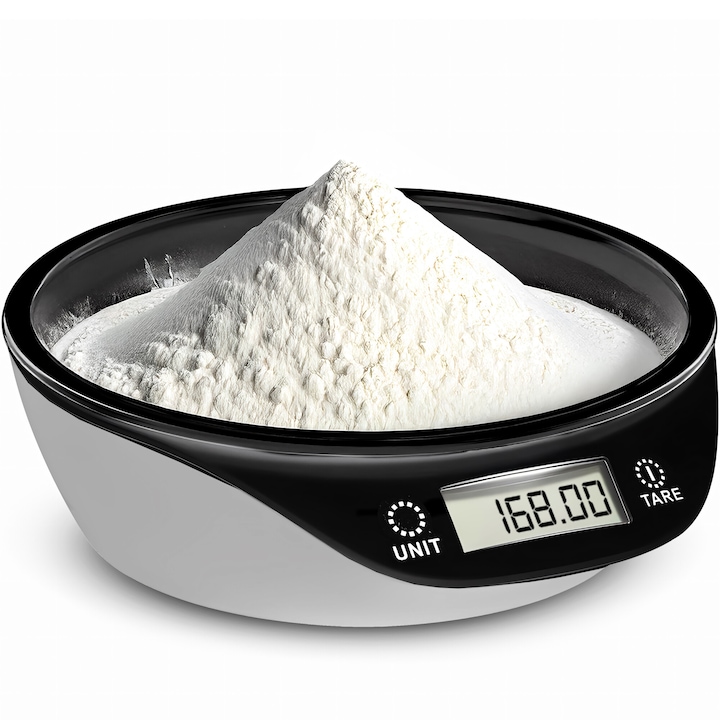 Retoo Küchenwaage Mit Abnehmbarer 700-ml-schüssel, Lcd-display Und Rutschfesten Füßen, Tara-funktion, Max. 5 Kg Tragkraft, Messgenauigkeit 1 G, Inklusive Cr2032-batterie, Schwarz-weiß